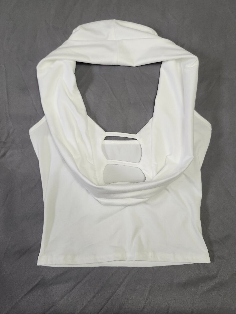 White Halter Cutout Open Back Crop Top | Size S